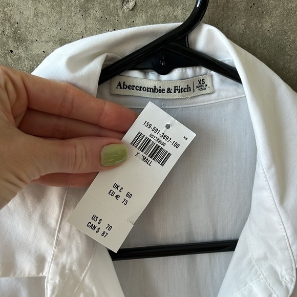 Abercrombie & Fitch White Puff Sleeve Poplin Shirt Dress - XS - Picture 3 of 3